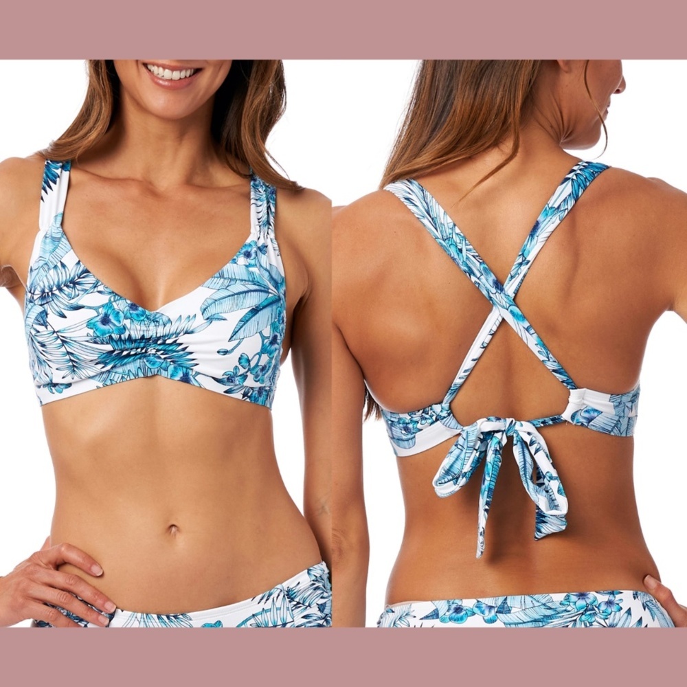 NEW LA BLANCA [ Small D-cup] Tranquility Palm‎ Bikini Top in Aquamarine